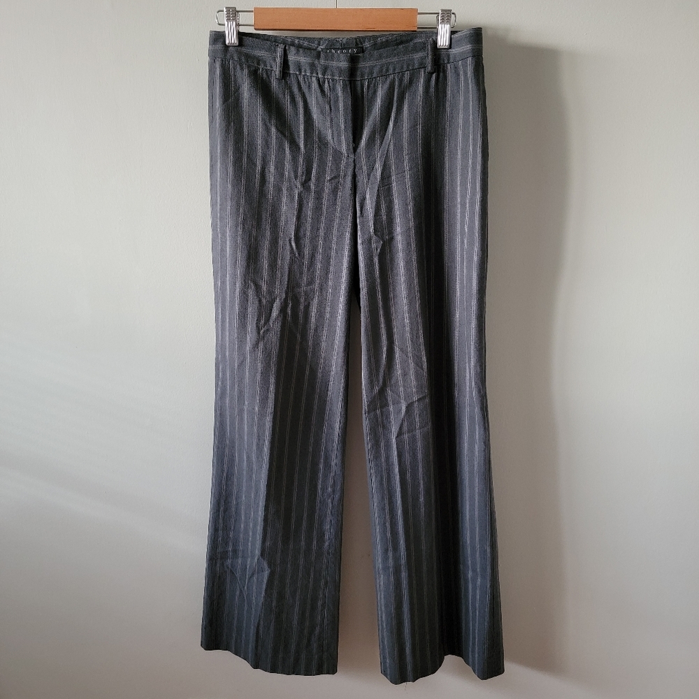 Theory Grey Pinstripe Trouser Pants
